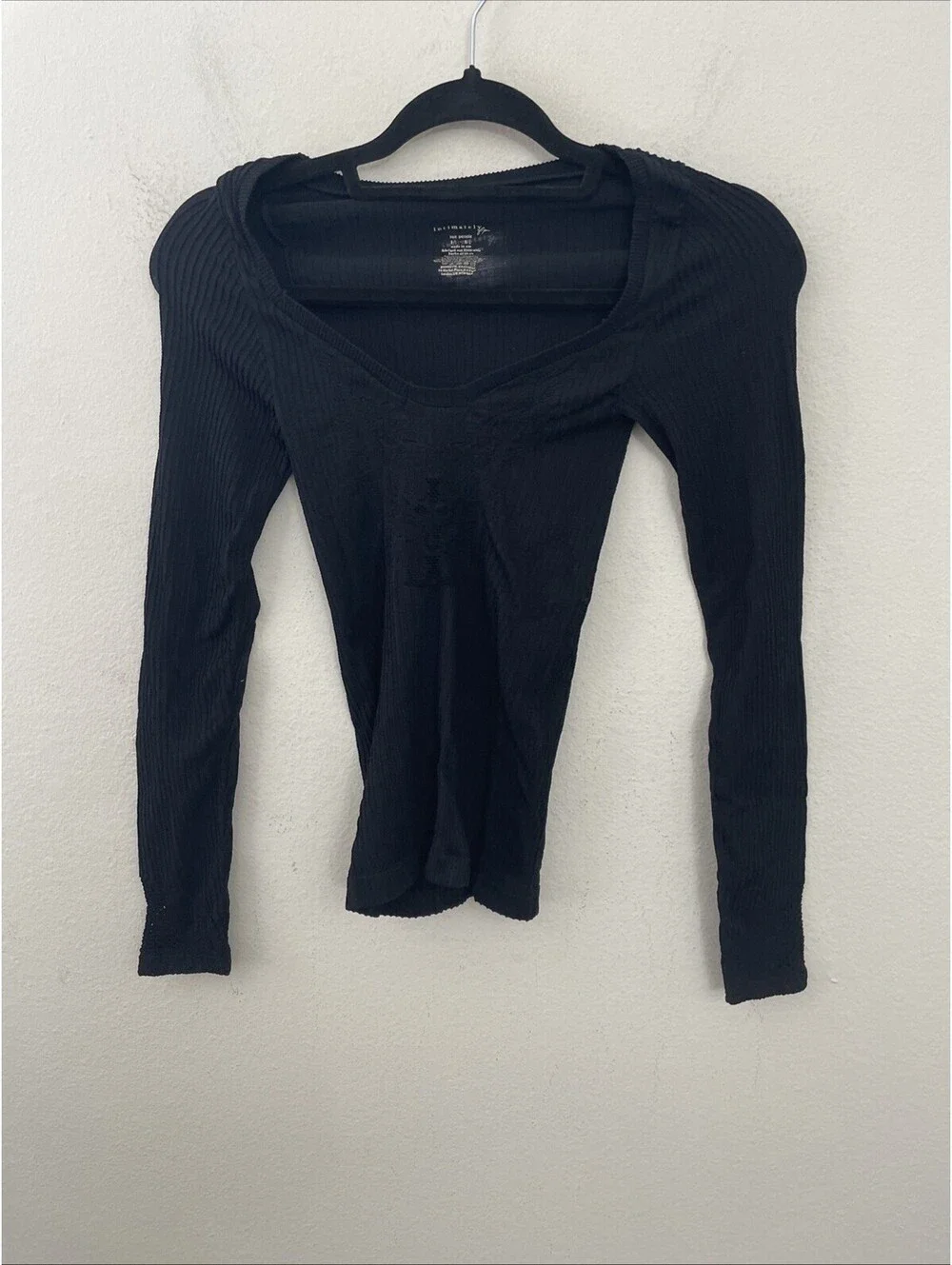 Free People Intimately   Dynamic Duo Long Sleeve black top  size M/L New